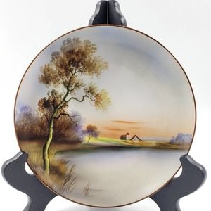 Vintage Noritake Decorative Plate Farmhouse Sunset Hand Painted Japan